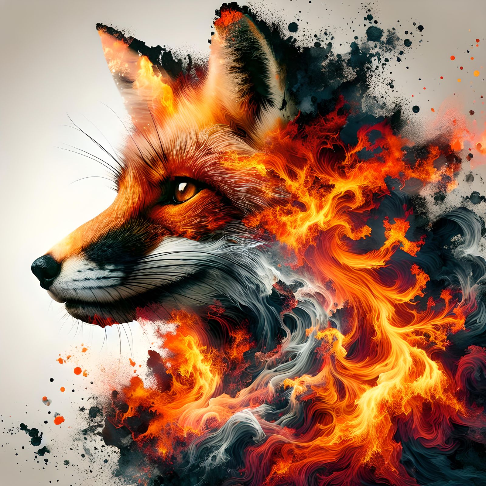 Fiery Fox: A Dual-Image Exposure of Nature's Power