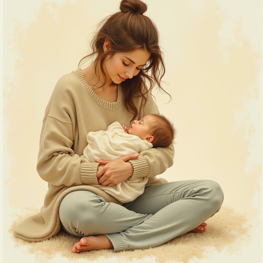Mother's Gentle Love in Soft Pastel Hues