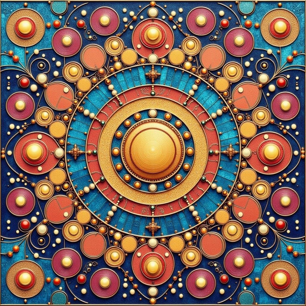 Earthly Geometric Folk Art Masterpiece