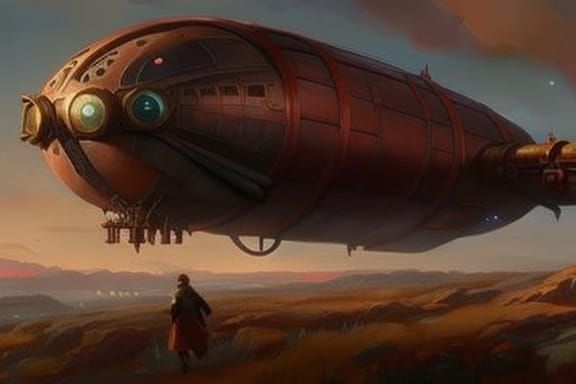 "Steampunk airship". concept art by Artgerm and Rutkowski and Rockwell and WLOP and Disney, 8K resolution, Retro-futuris...