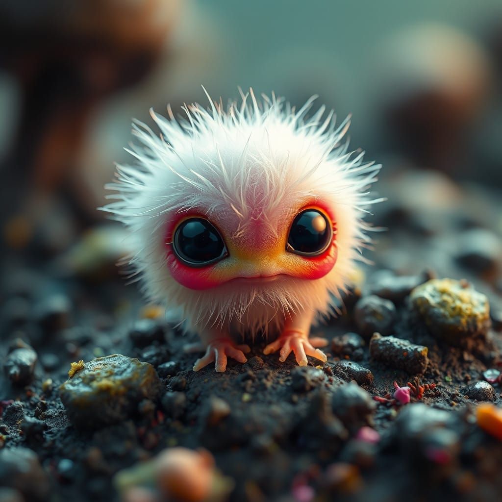 Enigmatic, Furry Alien Entity in a Dreamlike Macro Environme...