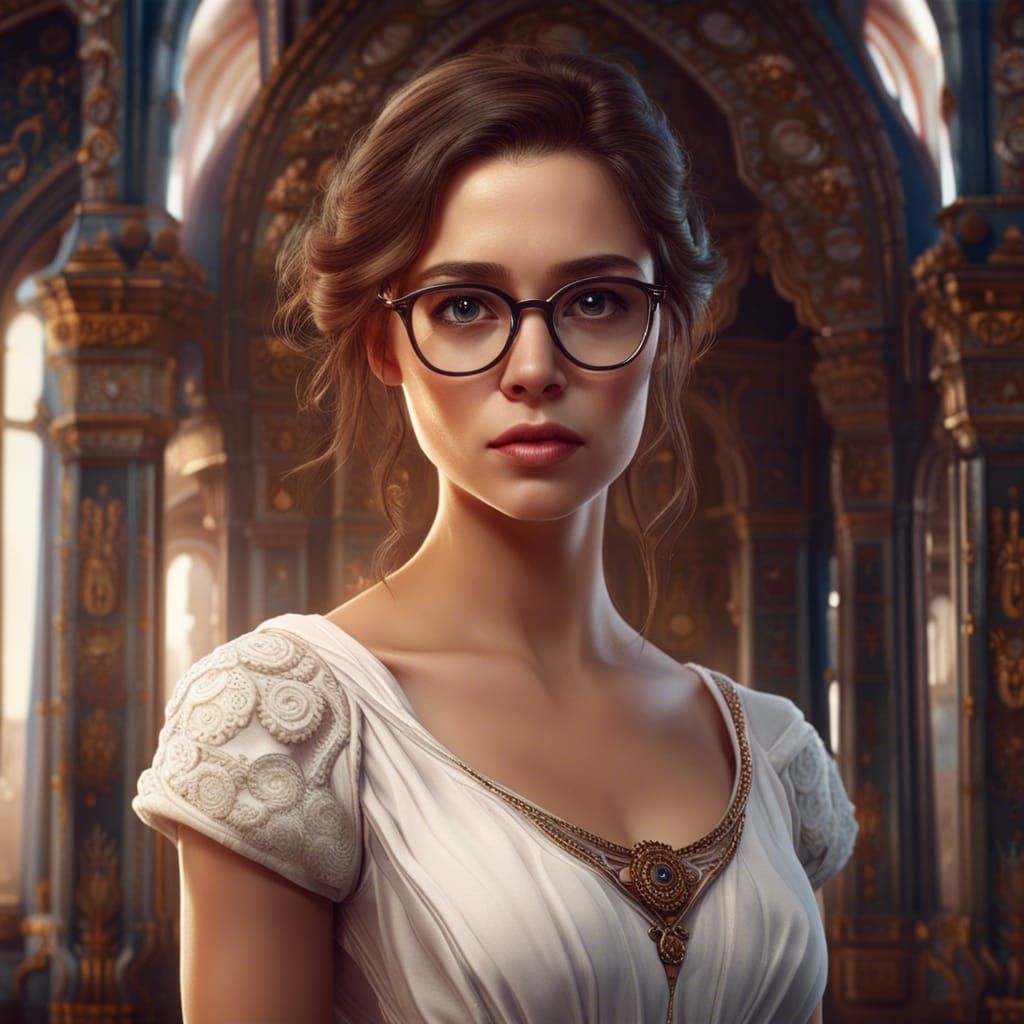 Beautiful Girl in White Dress: Matte Painting