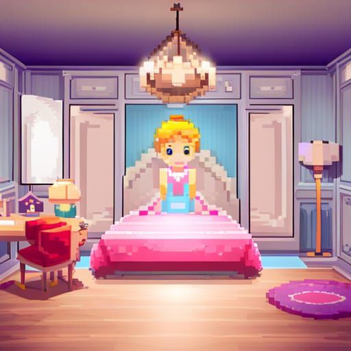 Pixel Art Princess Bedroom Scene