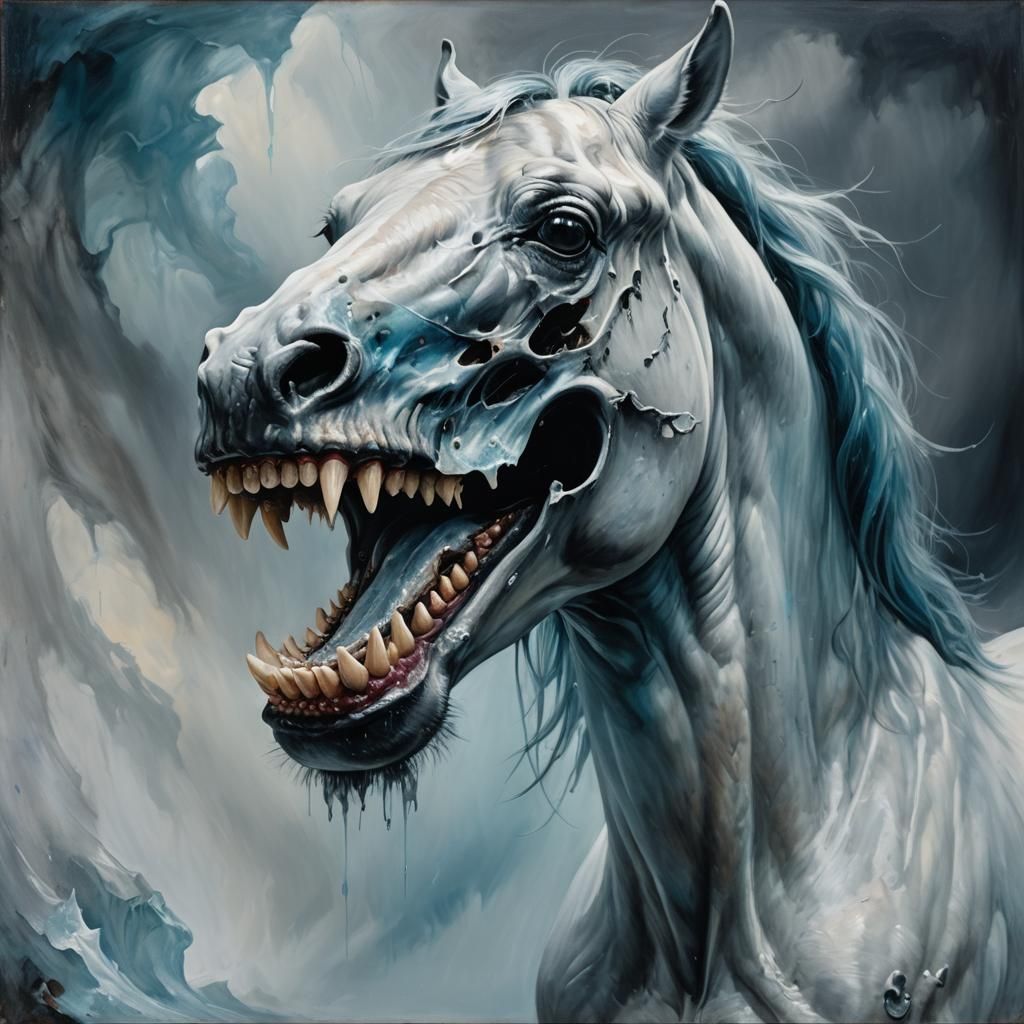Ethereal Horse Skull in Oil Painting Style