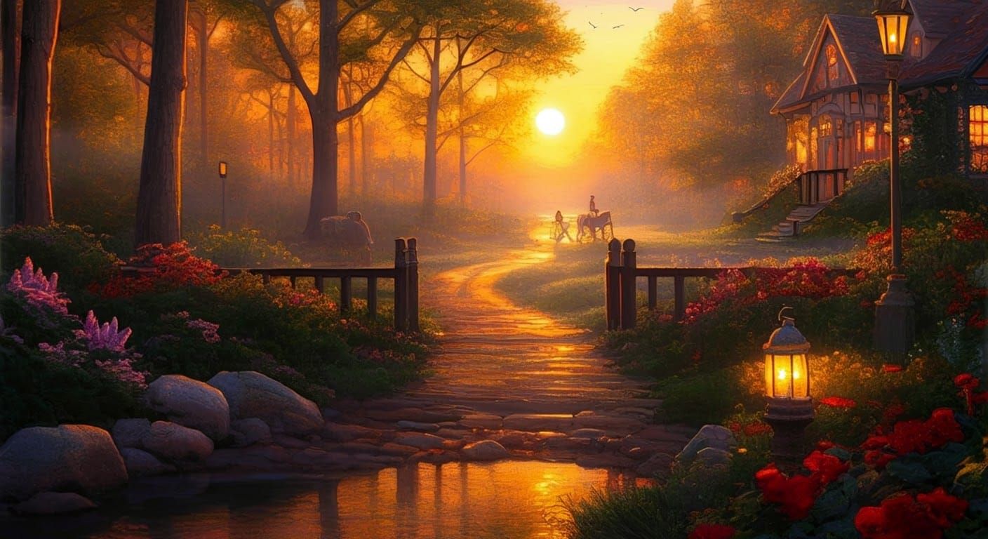 Ethereal Golden Hour Landscape in Luminist Style