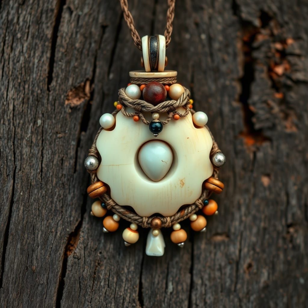 Intricate Shamanic Pendant with Gemstones and Beads