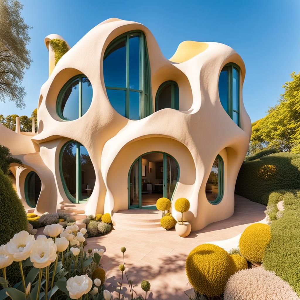 Gaudi Style House with Flower Garden