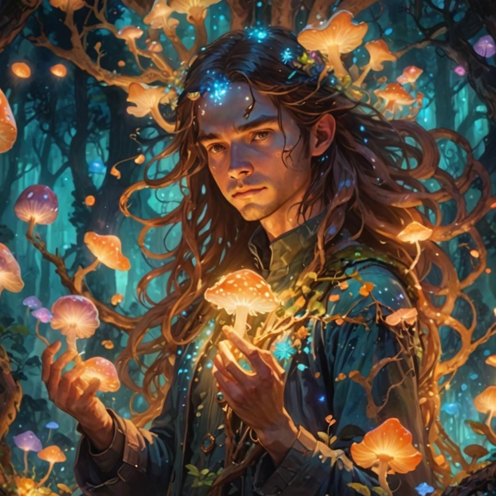 Bioluminescent Forest: Dreamlike Watercolor Concept Art