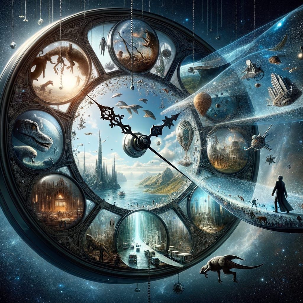 Gigantic Translucent Clock Suspended in Ether