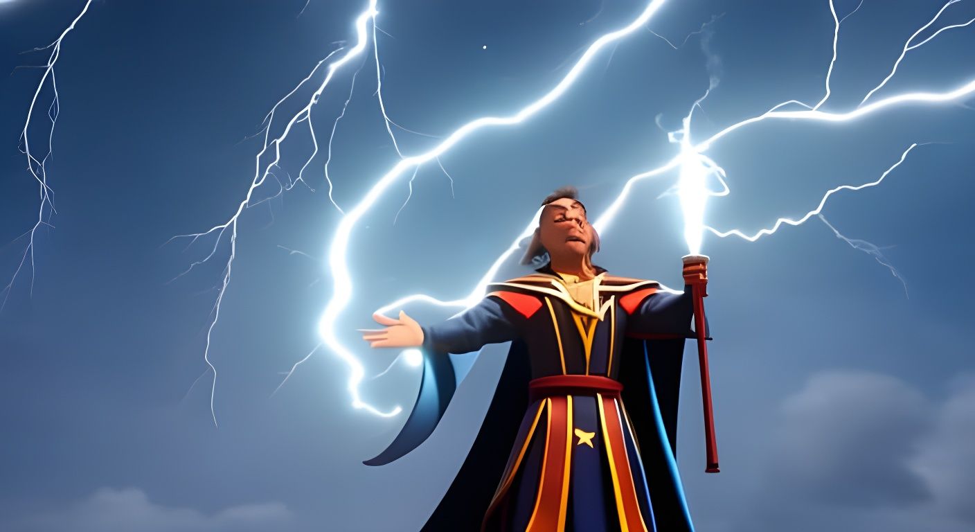 Disney-Style Evil Sorcerer Summons Lightning Storm