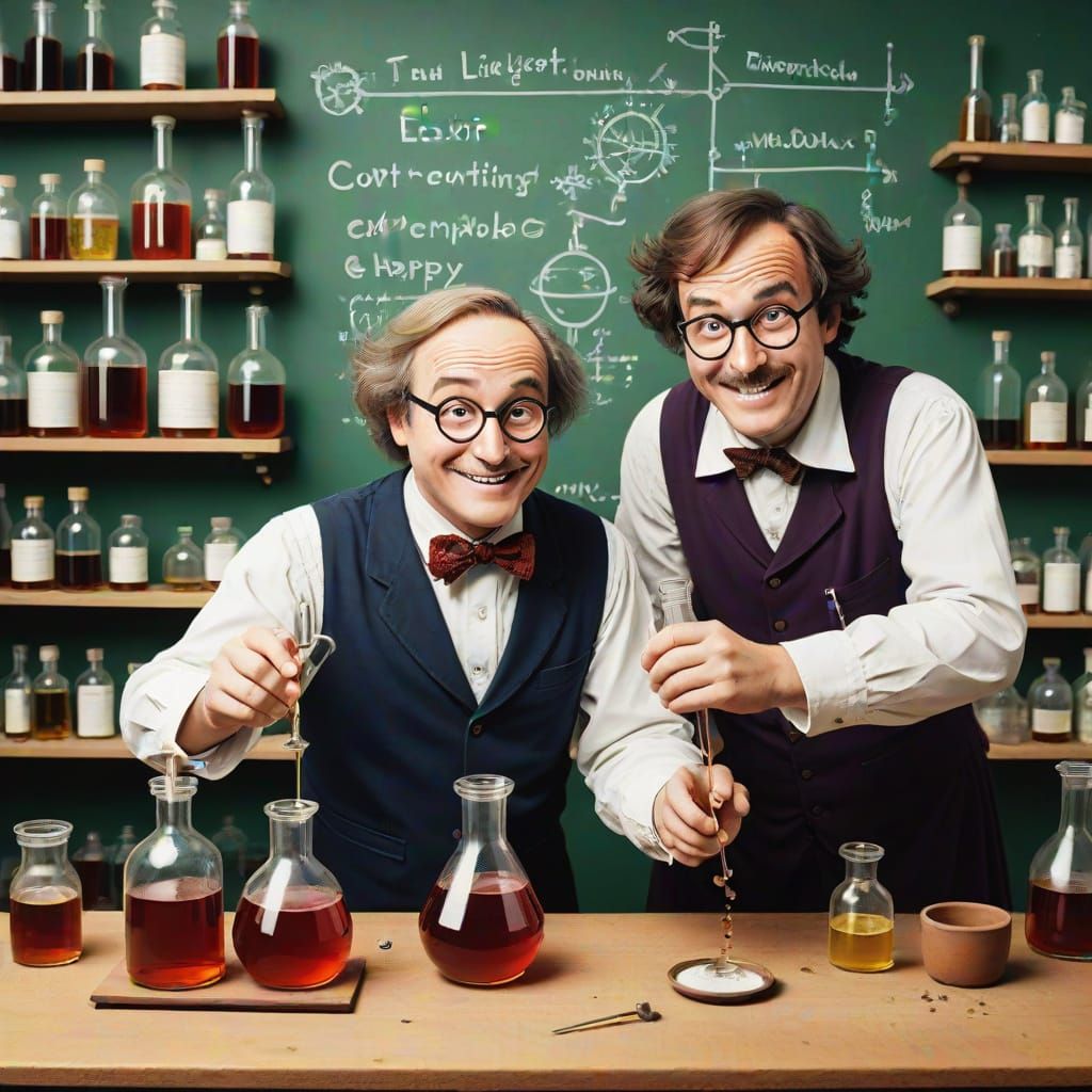 Laughter Elixir Laboratory Scene in Whimsical Style