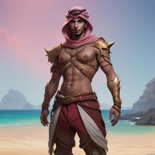 Arab Men at Beach in Detailed Matte Painting