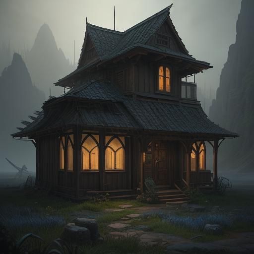 Melancholy Bard in Moody Fantasy Landscape