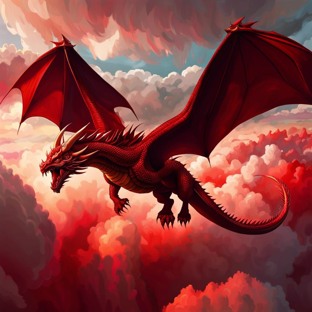 Majestic Red Dragon Flight: Epic Fantasy Art