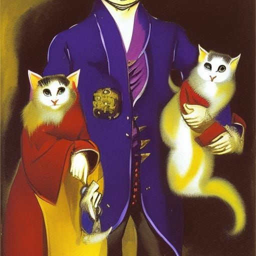 Vampire Lord with Kitties: Dark Fantasy Concept Art