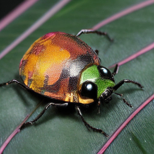Vibrant Beetle Close-Up in Impasto Oil Painting Style