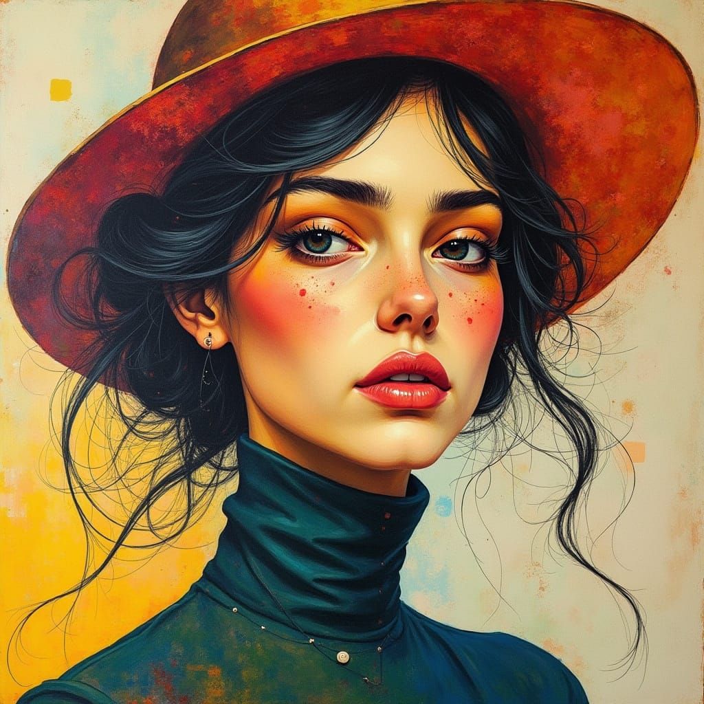 Abstract Portrait of a Woman in Vibrant Geometric Forms