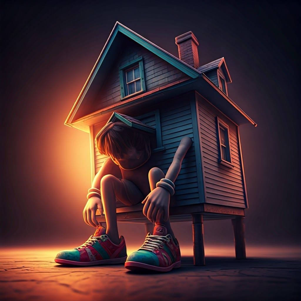 House Taking Off Shoes in Hyperrealistic Style