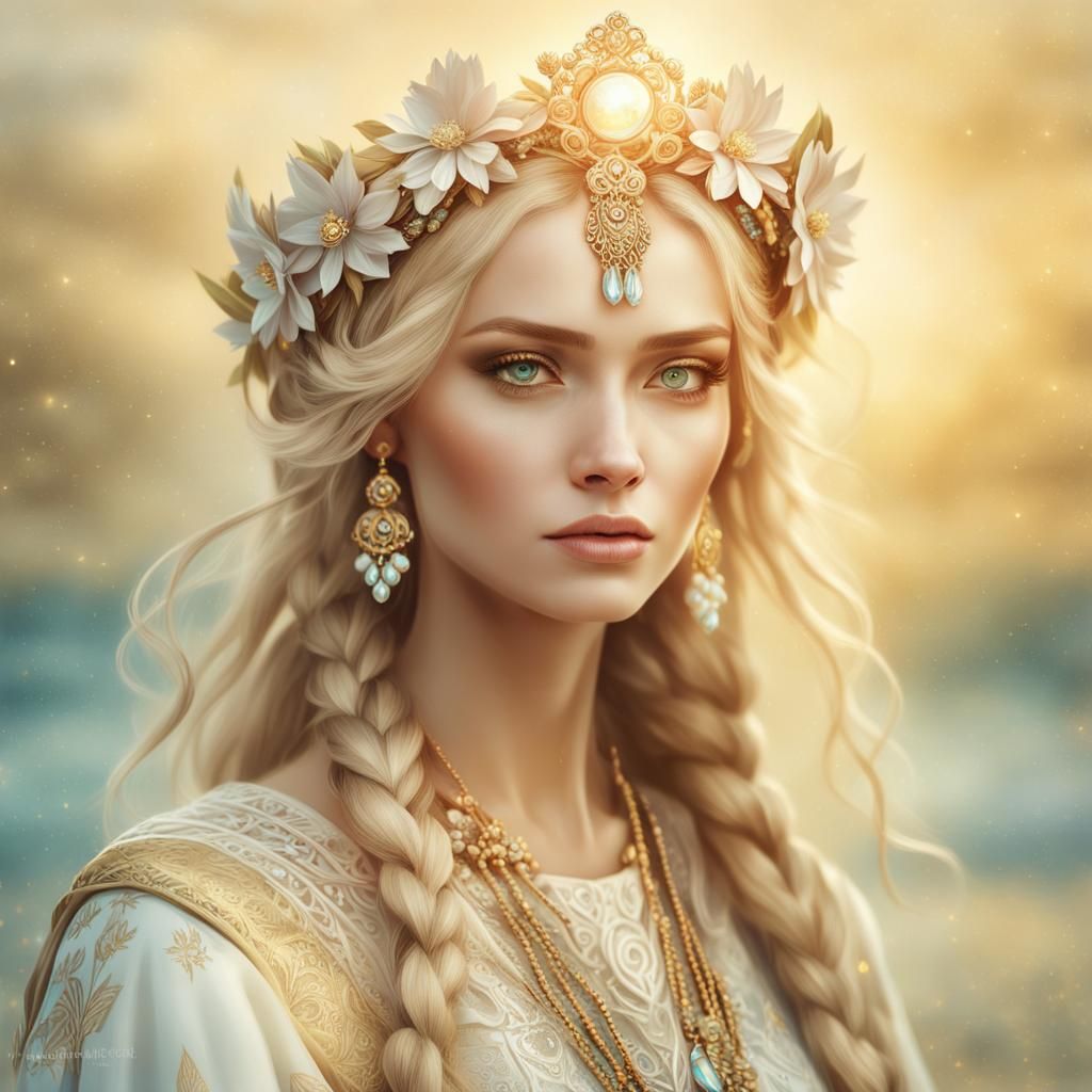 Ethereal Slavic Girl Portrait in Painterly Style
