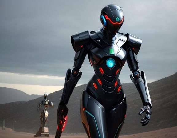 Detailed Multi-Limbed Robot Defender in Rococo Style