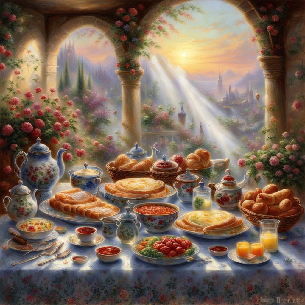 Ethereal Turkish Breakfast in Hyperdetailed Fantasy Style