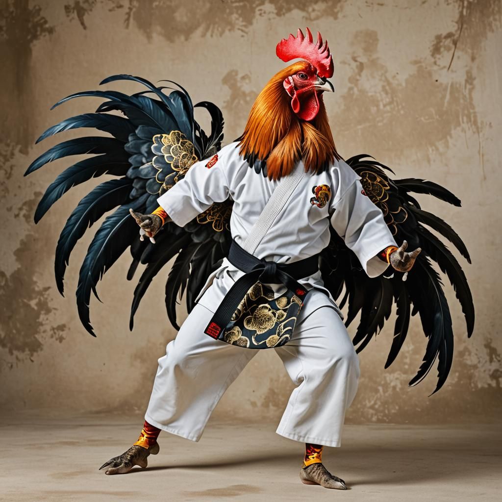 Rooster Karate Master in Dynamic Action