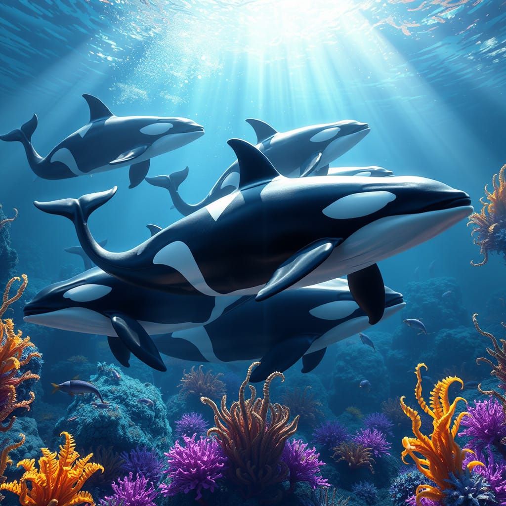 Oceanscapes in Vibrant Colors - Killer Whales in Action