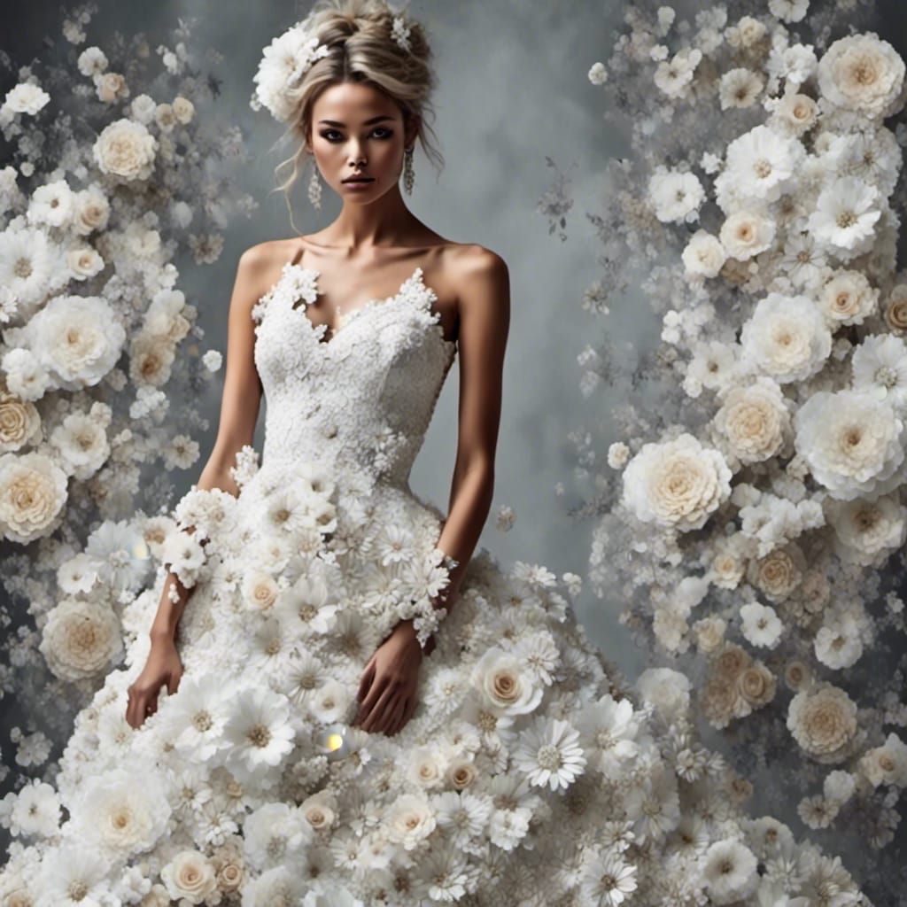 Floral Bridal Gown: A Vision in White Flowers
