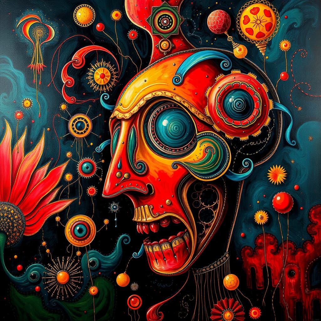 Vibrant Fractal Dreamscape in Deep, Dark Colors