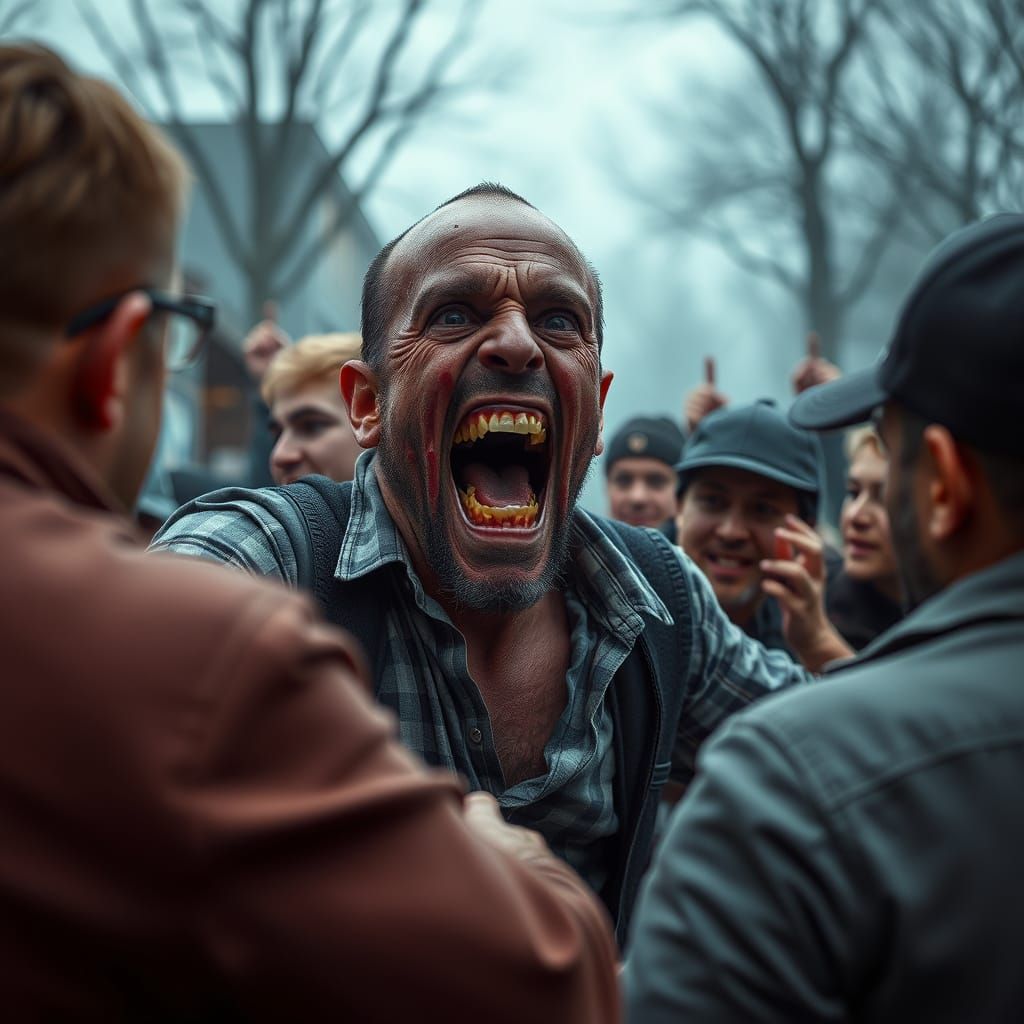 Scary Man Attacks People: A Frightening Scene