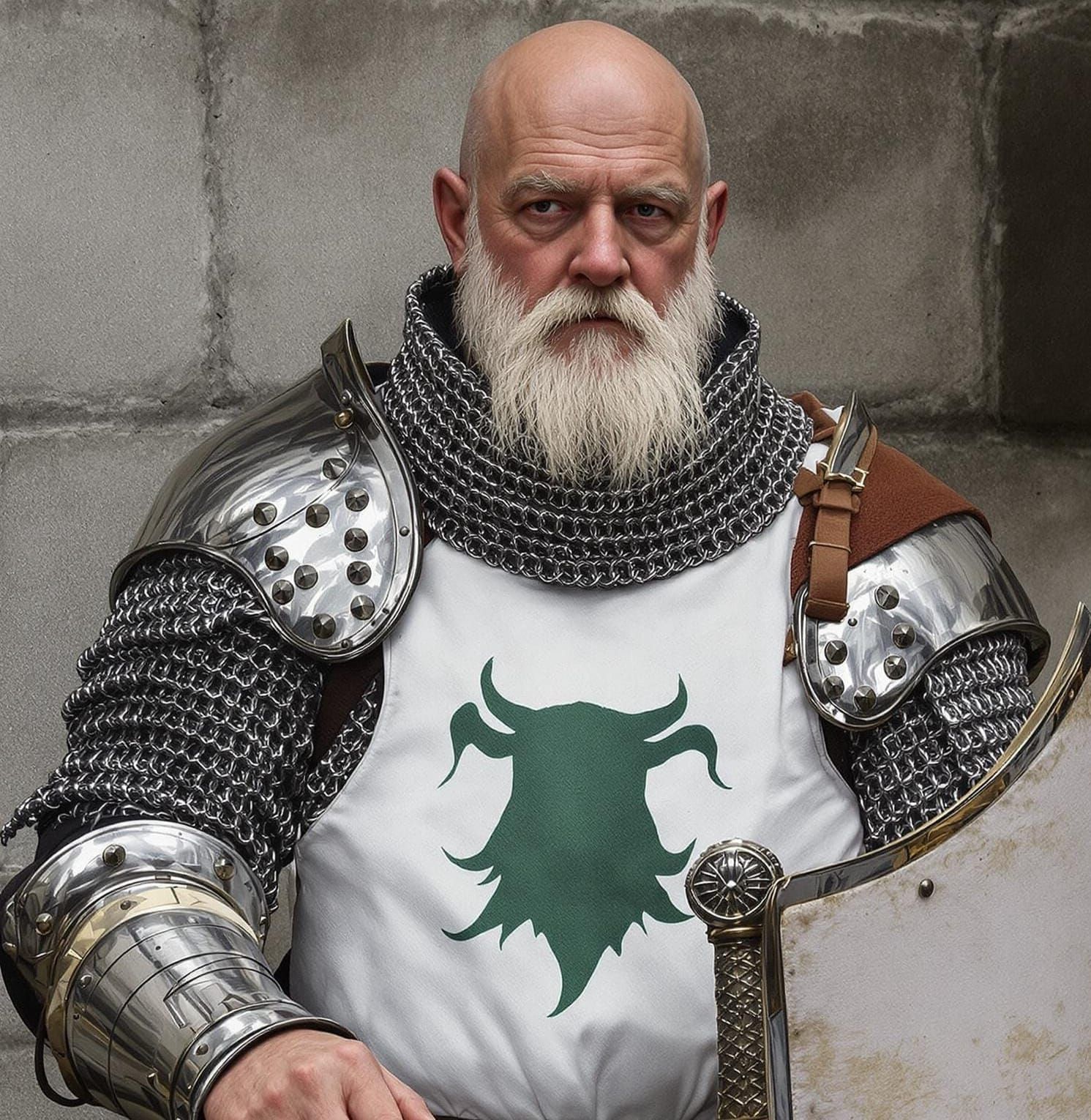 Elderly Knight with Ox Crest, Oil on Canvas