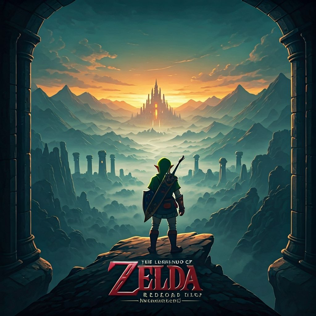 Fantasy Adventurer Overlooks Kingdom at Dusk