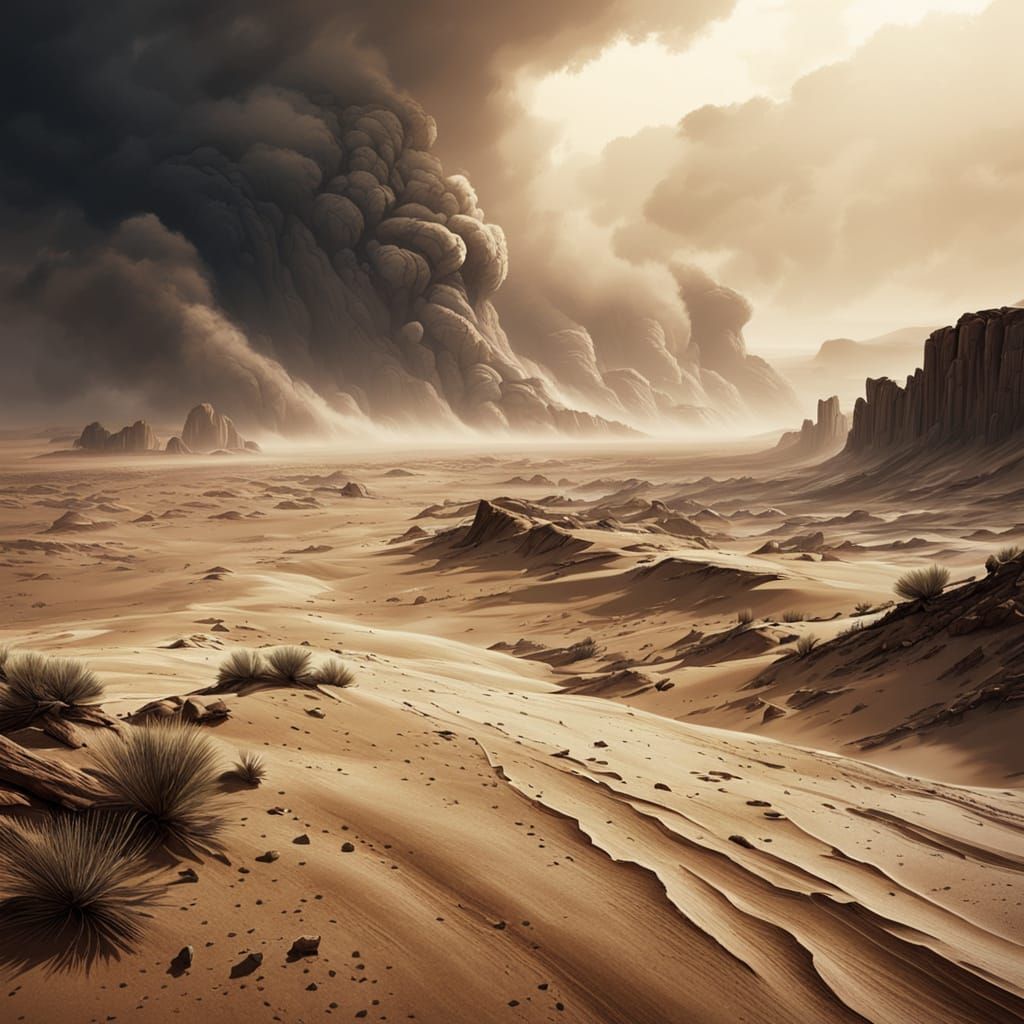 Epic Desert Dust Storm Concept Art