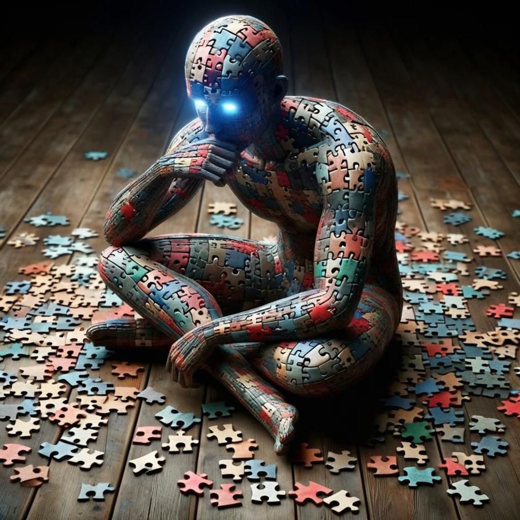 Jigsaw Puzzle Person Contemplates Existence