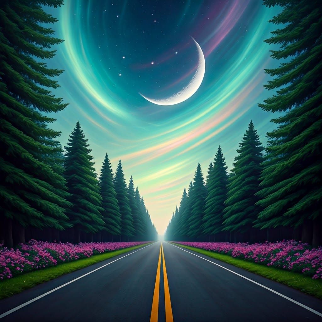 Ethereal Road Shimmers with Iridescent Colors