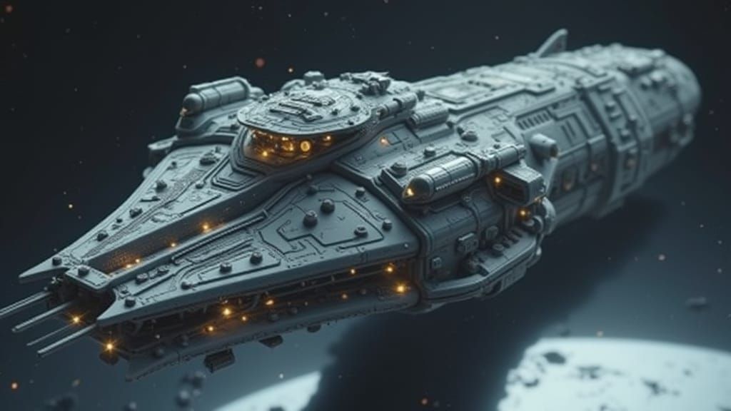 Futuristic Spaceship Odyssey in Bio-Steel with Delicate Orga...