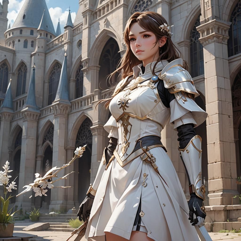 Anime Style Female Cleric Healer with Staff