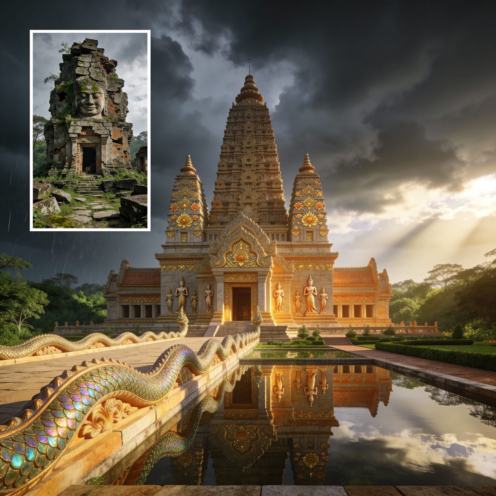 Bayon Temple Reimagined: Serene Faces of Angkor Thom