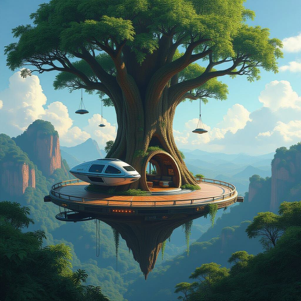 Futuristic Treetop Village Landing Platform