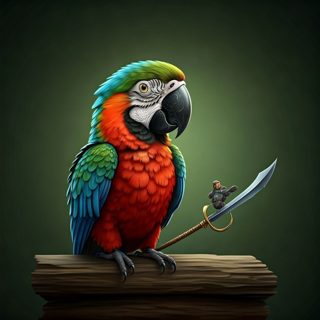 Pirate Parrot with Eyepatch and Sword