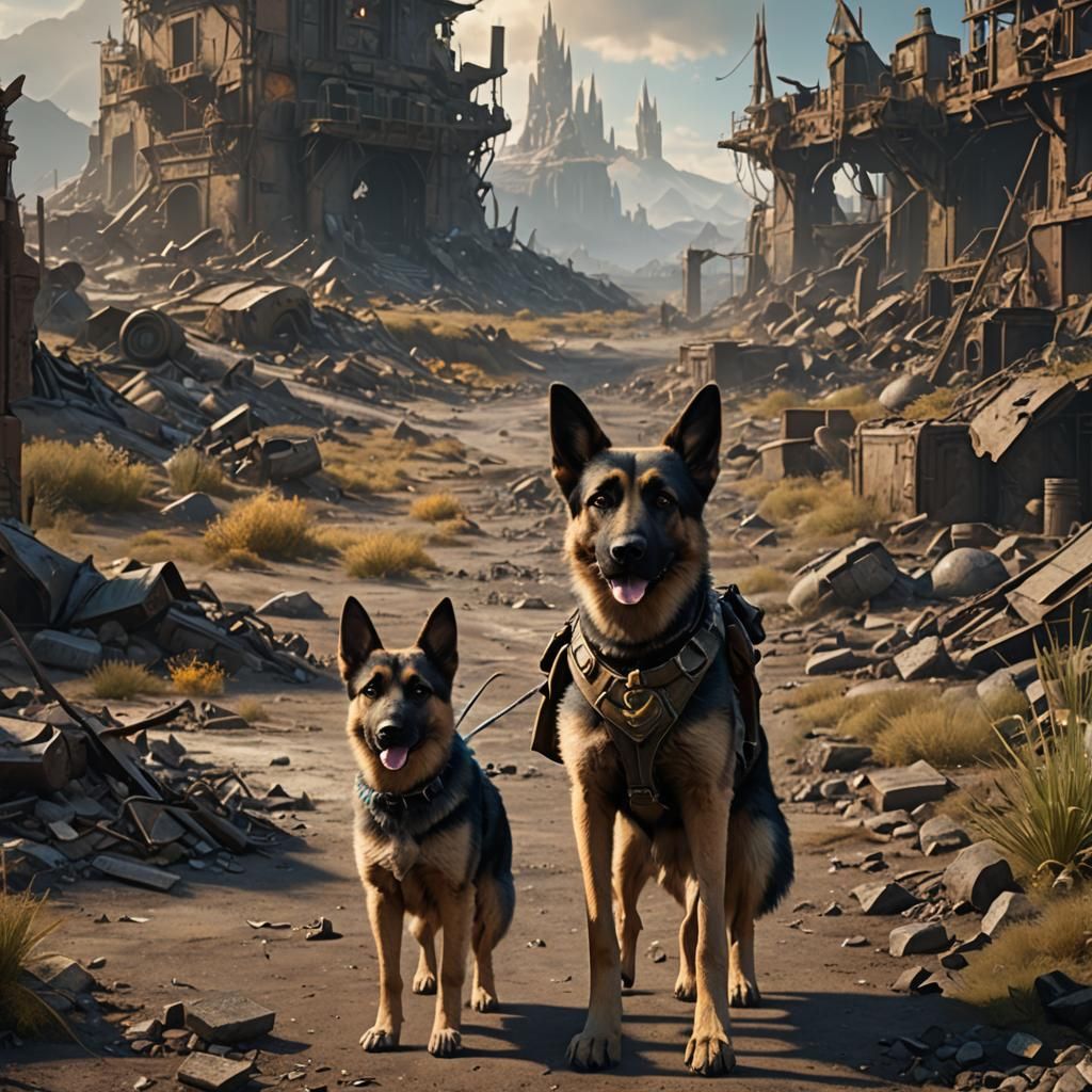Tinkerbell and German Shepherd in Wasteland
