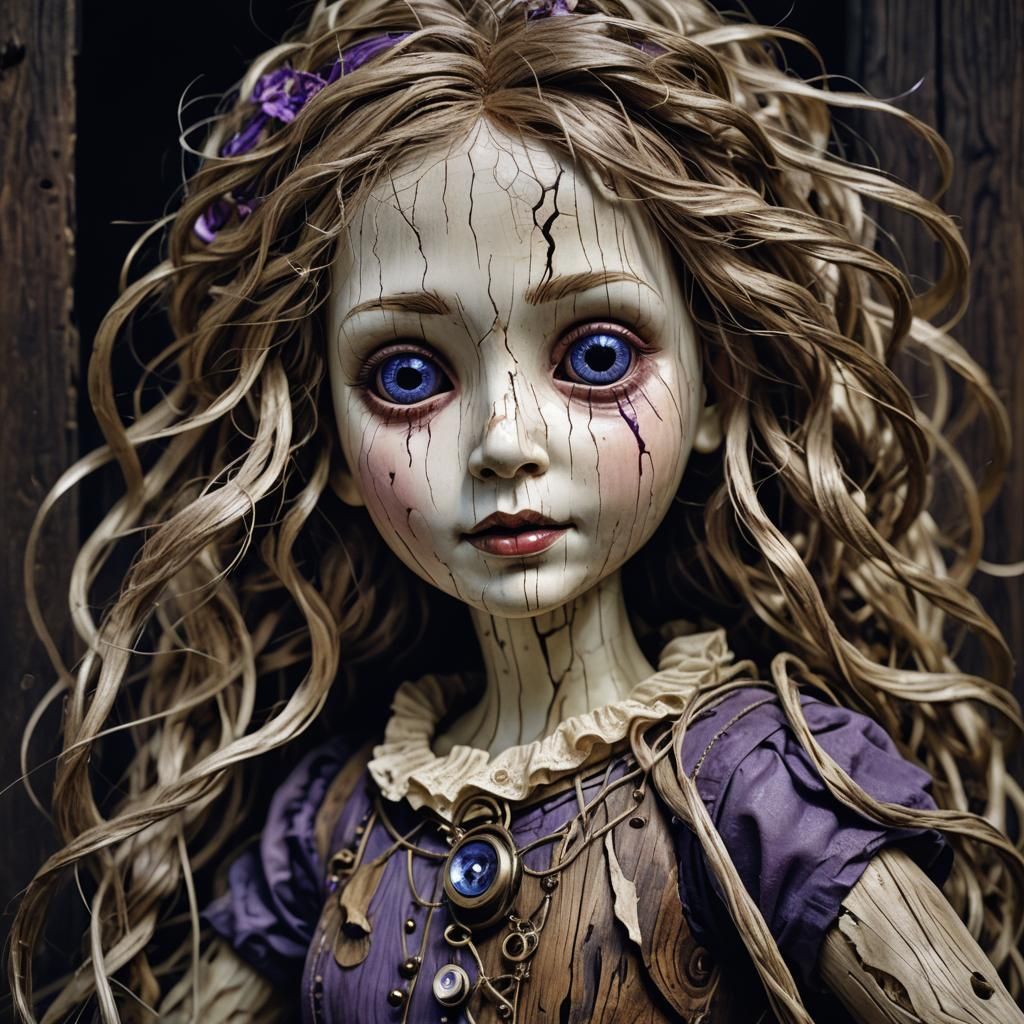 Eerie Wooden Doll: Dark Fantasy Concept Art