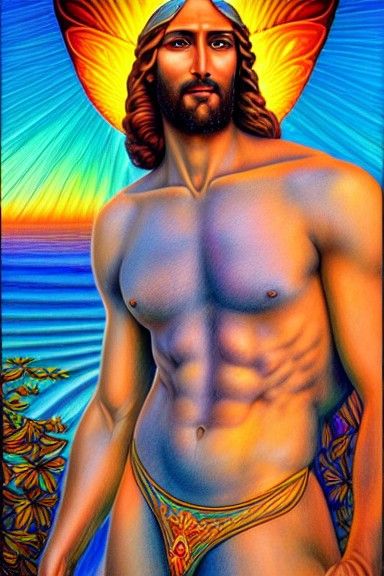 Buff Jesus at Fire Island: Art Nouveau Style