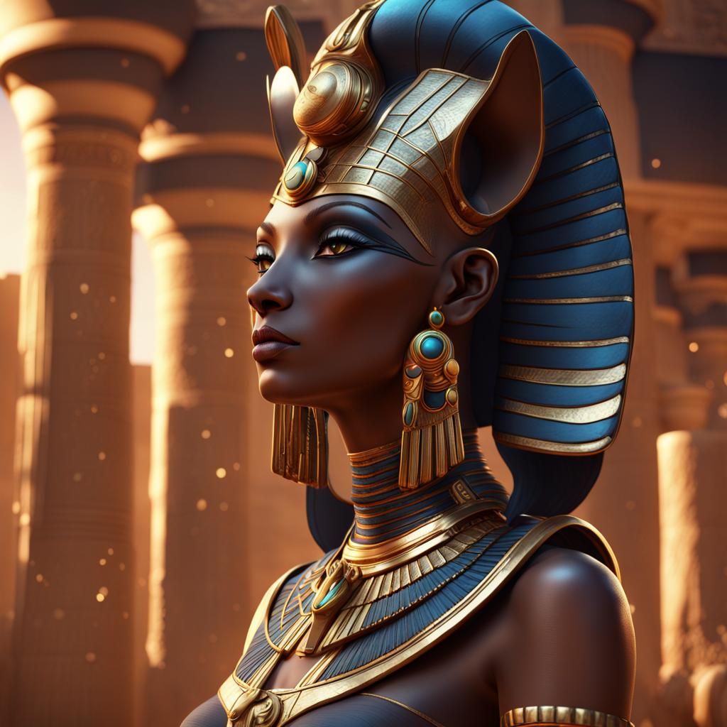 Egyptian Goddess Bastet: Detailed Matte Painting