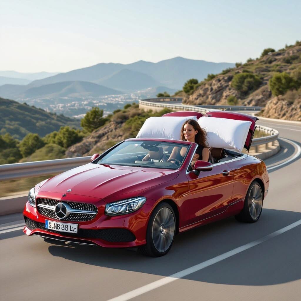 Luxury Red Convertible with Inflatable Protection