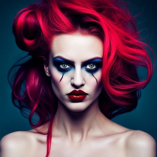 Terrifying Clown with Bright Makeup