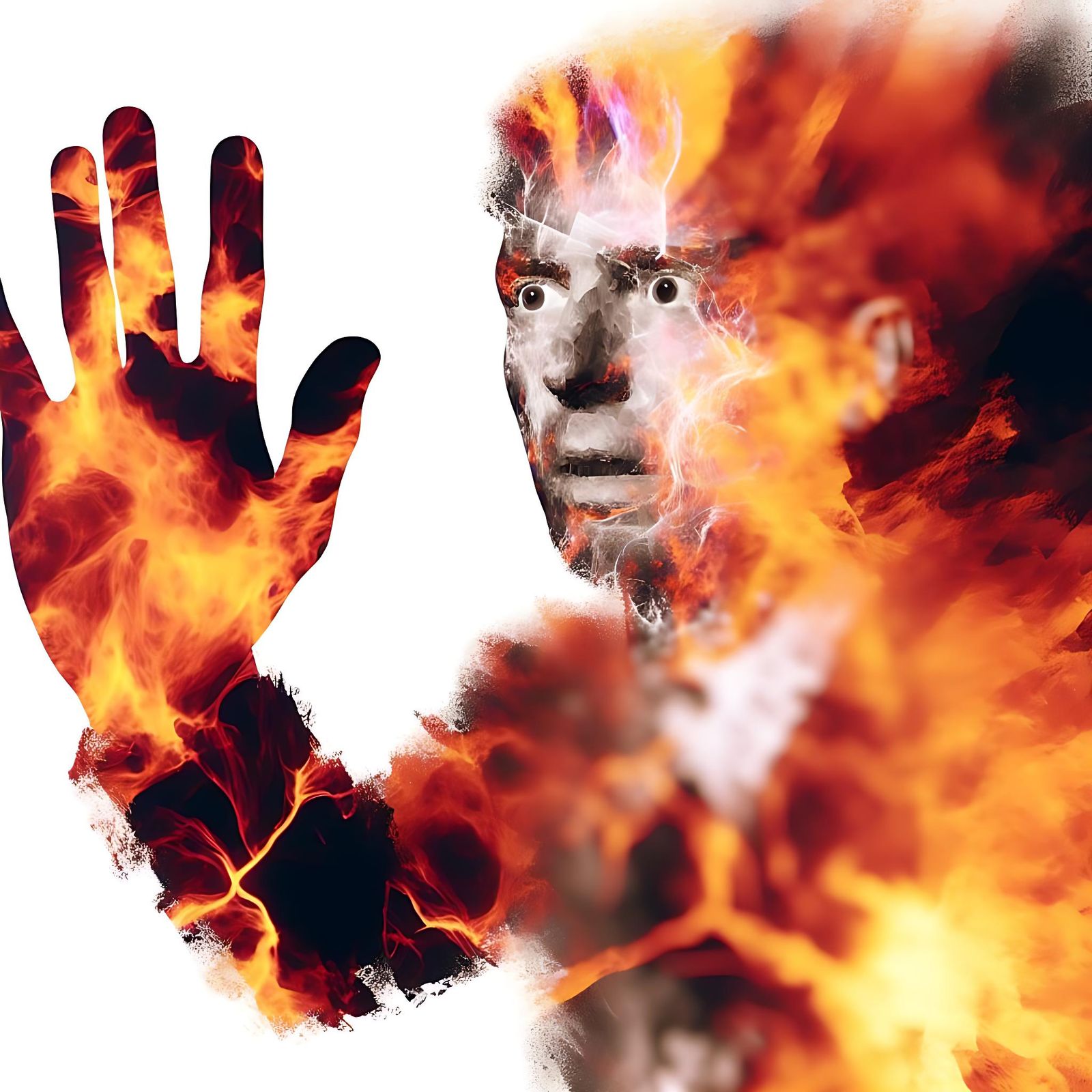 Double Exposure: Inflamed Man in AI Art