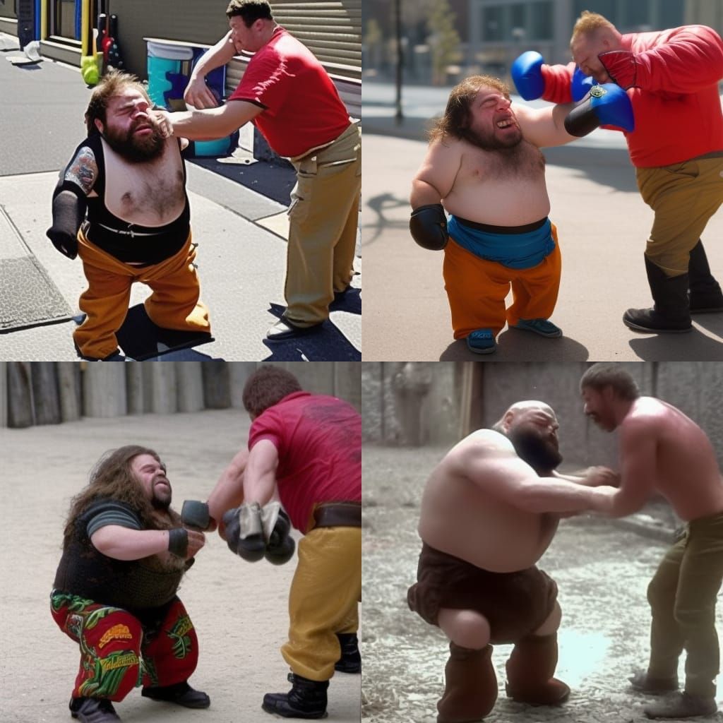 Humorous Scene: Punching a Squatting Dwarf