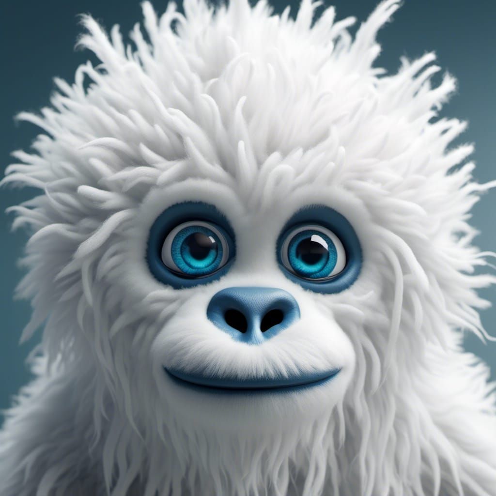 Curious Baby Yeti Portrait in Macro Detail