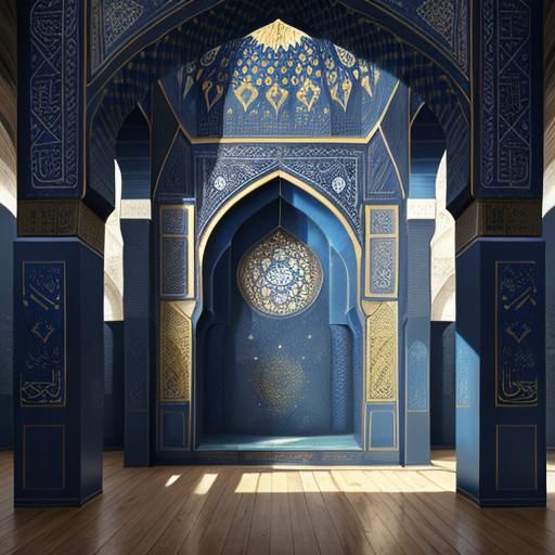 Magnificent Iranian Mosque Interior with Calligraphy